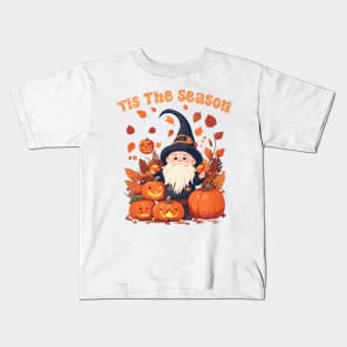 Tis The Season Gnome Latte Pumpkin Spice Leaf Fall Thanksgiving Kids T-Shirt